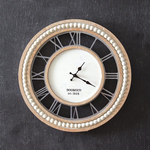 Dogwood Beaded Wall Clock • Coastal Compass Home Decor