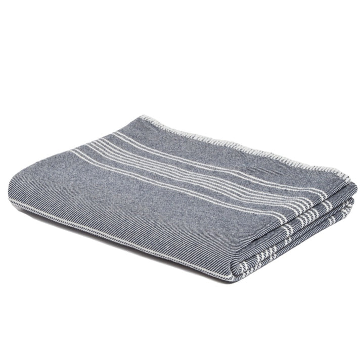 Eco Woven Stripe Throw Blanket Marine • Coastal Compass Home Decor