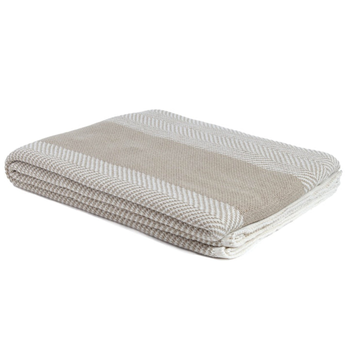 Eco Herringbone Stripe Throw Blanket Camel • Coastal Compass Home Decor