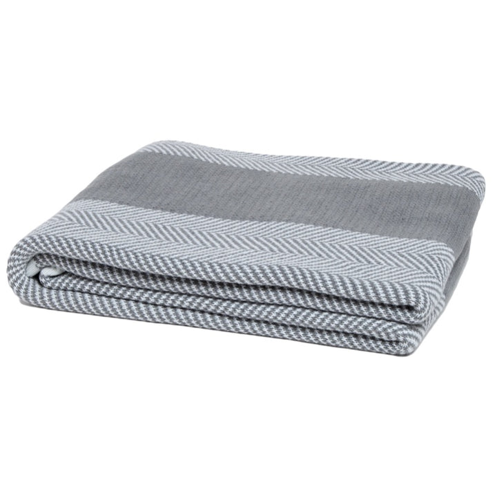 Eco Herringbone Stripe Throw Blanket Stone • Coastal Compass Home Decor