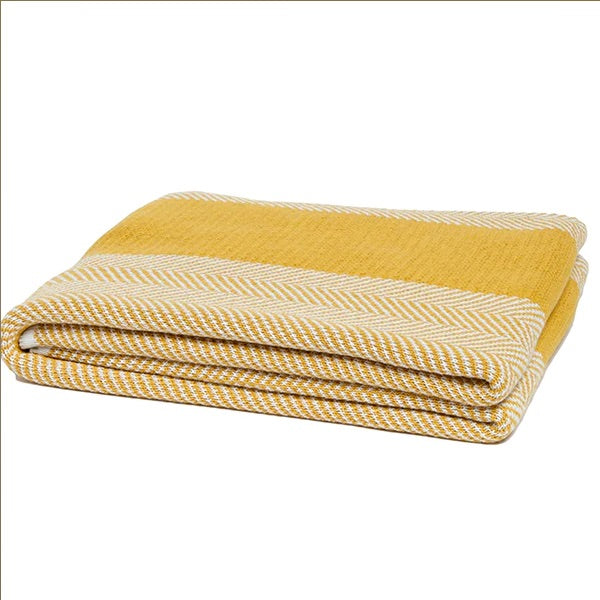 Eco Herringbone Stripe Throw Blanket Yellow • Coastal Compass Home Decor