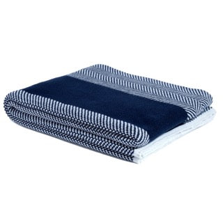 Eco Herringbone Stripe Throw Blanket Marine • Coastal Compass Home Decor