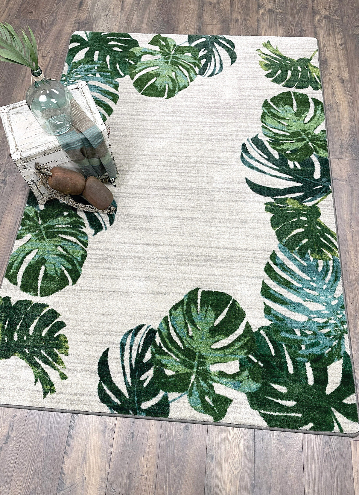 monstera rug American Dakota Coastal Falling Leaves Rug