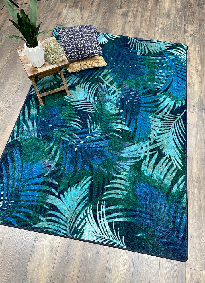Palm Leaves Rug - Coastal Compass Home Decor