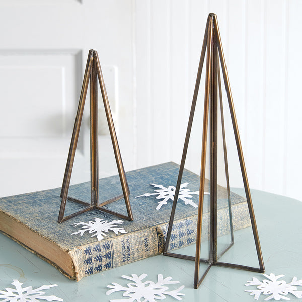 Glass Panel Tabletop Trees Set/2 | Coastal Compass Home Decor