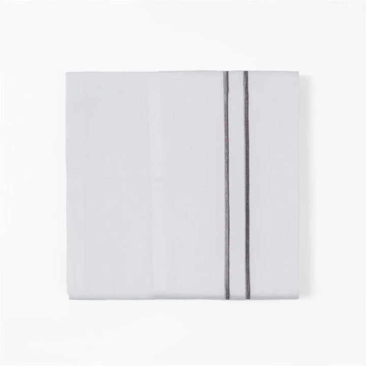 Grey Stripe Embroidery Sheet Set | Coastal Compass Home Decor