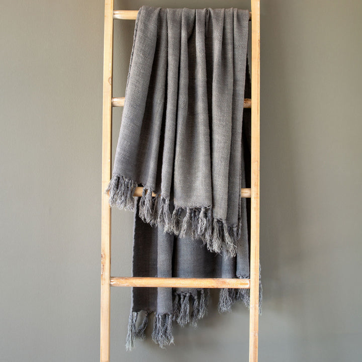 Grey Linen Throw • Coastal Compass Home Decor