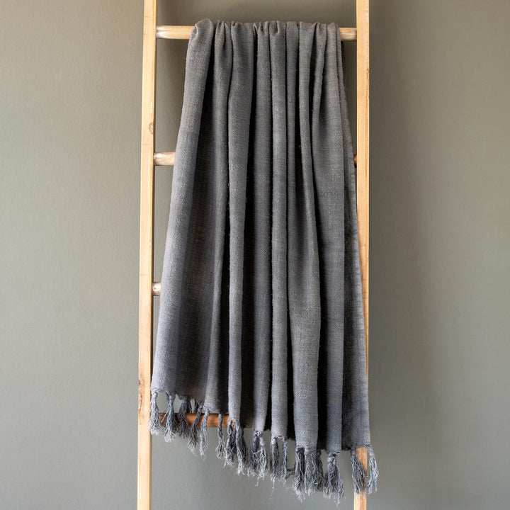 Grey Linen Throw • Coastal Compass Home Decor