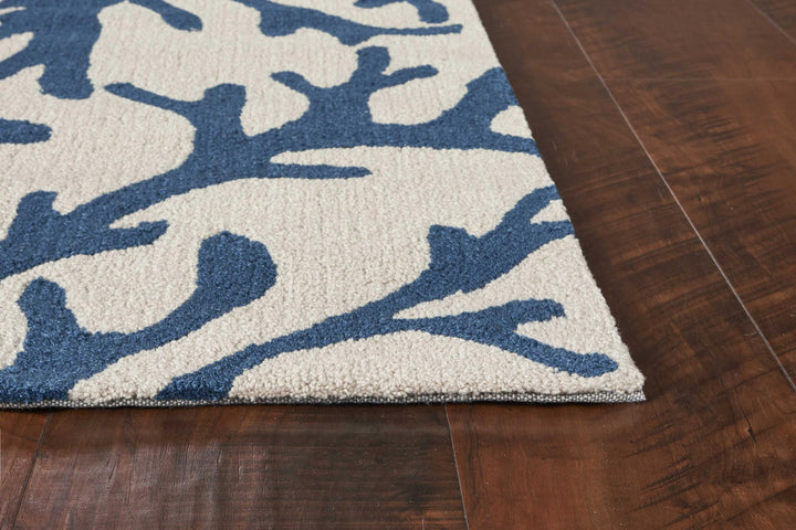 Ivory/Blue Coral Rug