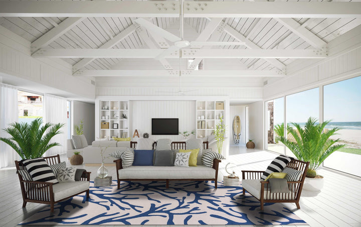 Ivory/Blue Coral Rug