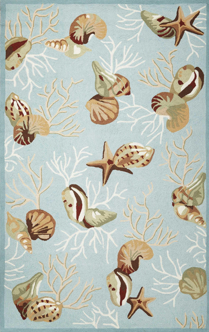 Shells Blue Area Rug • Coastal Compass Home Decor