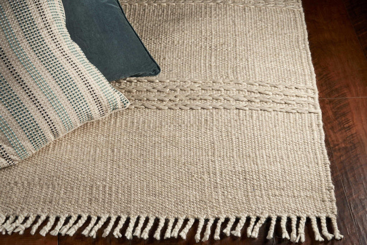 Natural Cable-Knit Wool Area Rug • Coastal Compass Home Decor