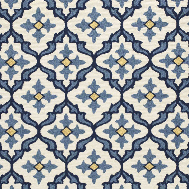 Ivory-Blue Mosaic Area Rug | Coastal Compass