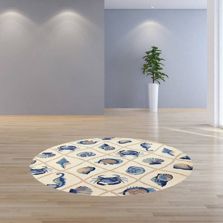 Sea Creature Round Area Rug | Coastal Compass Home Decor