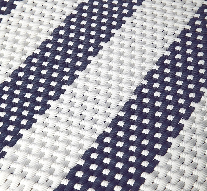 Classic White and Navy Rattan Counter Stool • Coastal Compass Home Decor