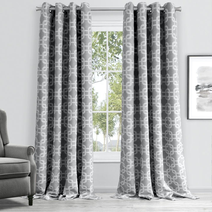 Silver Interlock Window Curtain Panel • Coastal Compass Home Decor