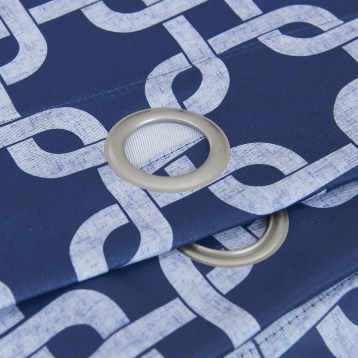 Navy Interlock Window Curtain Panel • Coastal Compass Home Decor