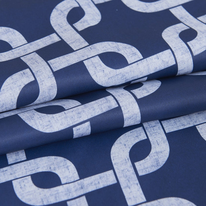 Navy Interlock Window Curtain Panel • Coastal Compass Home Decor