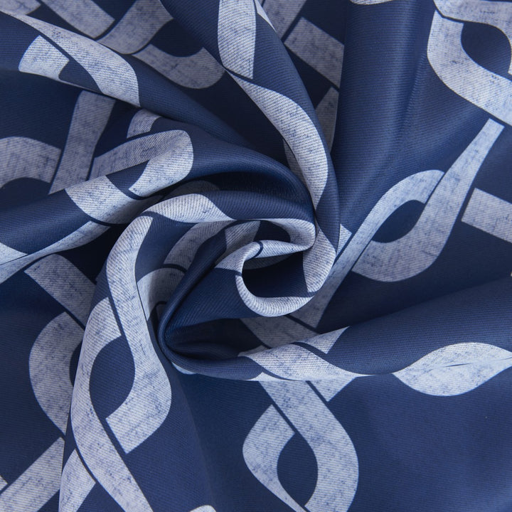 Navy Interlock Window Curtain Panel • Coastal Compass Home Decor