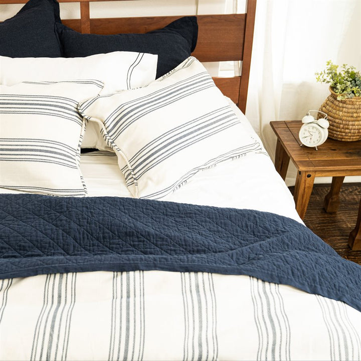 Horizon Navy Stripe Comforter Set - Coastal Compass Home Decor