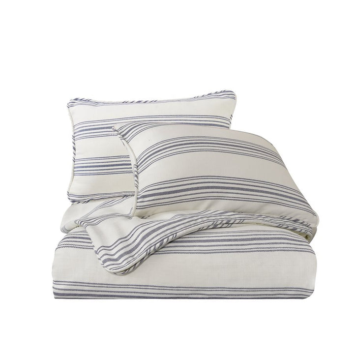 Horizon Navy Stripe Comforter Set • Coastal Compass Home Decor