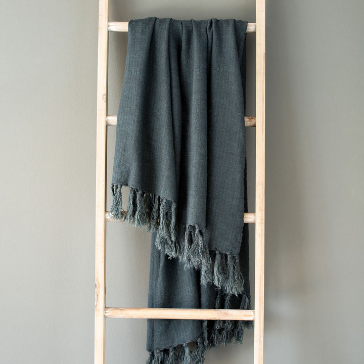 Indigo Linen Throw • Coastal Compass Home Decor