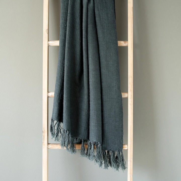 Indigo Linen Throw • Coastal Compass Home Decor