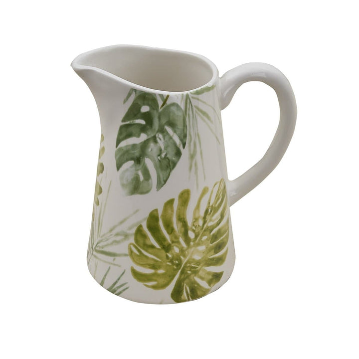 Tropical Leaves Ceramic Pitcher - The Coastal Compass Home Decor