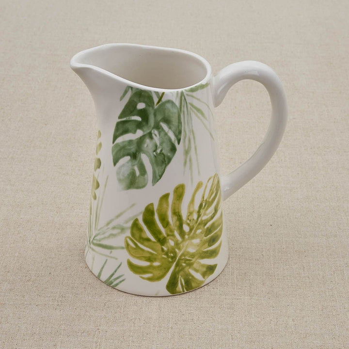 Tropical Leaves Ceramic Pitcher - The Coastal Compass Home Decor