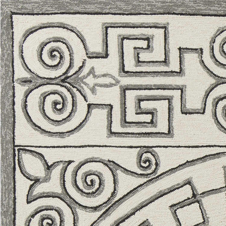 Ivory-Grey Iron Gate Area Rug - Geometric Pattern - Coastal Compass Home Decor