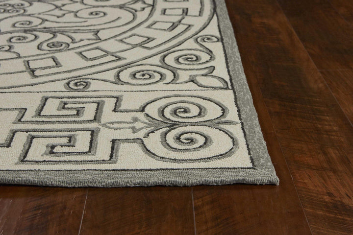 Ivory-Grey Iron Gate Area Rug - geometric Design - Coastal Compass Home Decor