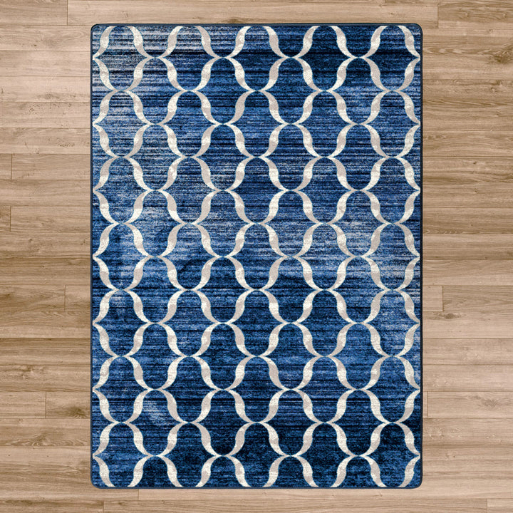 Navy Blue Lattice Rug - Coastal Compass Home Decor