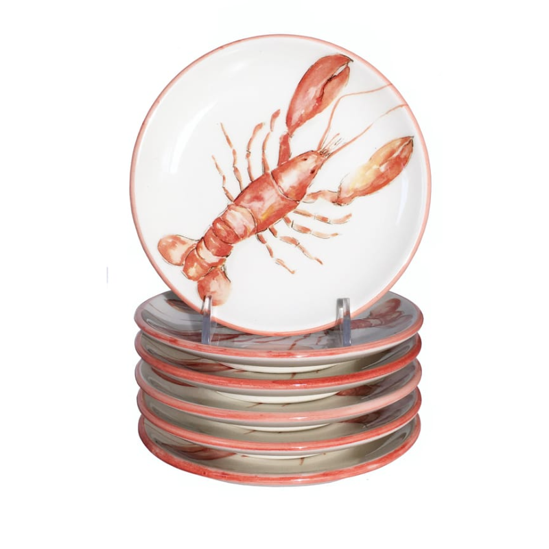 Lobster Bread & Butter Plate - Set/6 | Coastal Compass Home Decor
