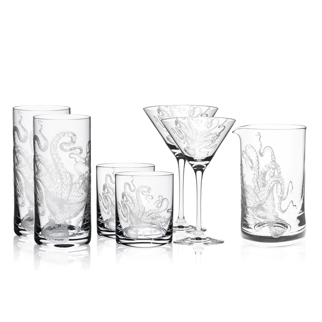 Lucia Engraved Cocktail Collection | Coastal Compass Home Decor