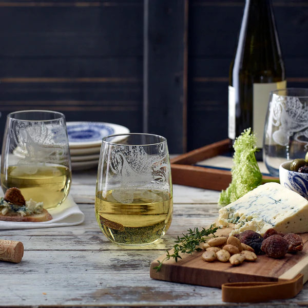 Lucia Octopus Engraved Stemless Wine Glasses