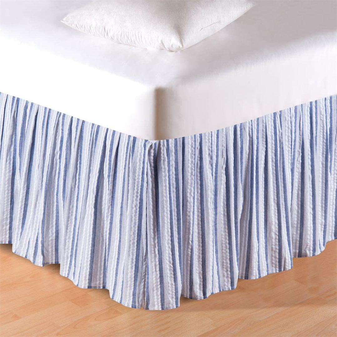 Marina Blue Bed Skirt | Coastal Compass