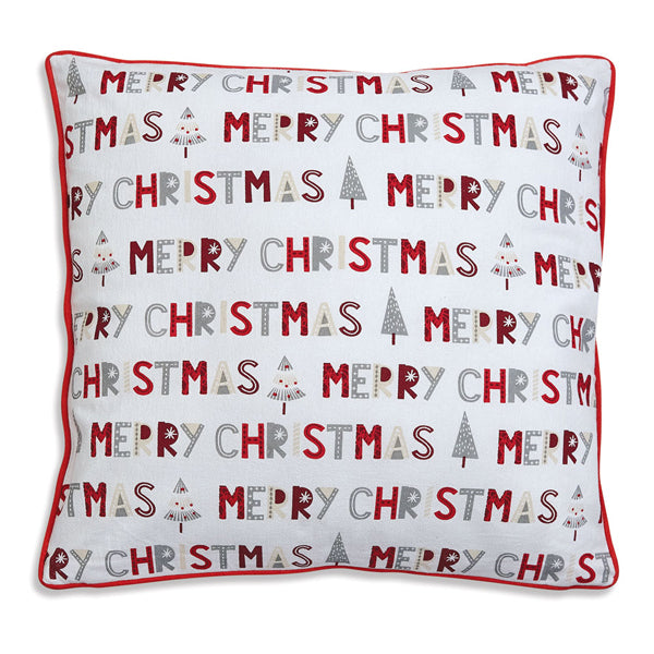 MERRY CHRISTMAS Reversible Throw Pillow | Coastal Compass Home Decor