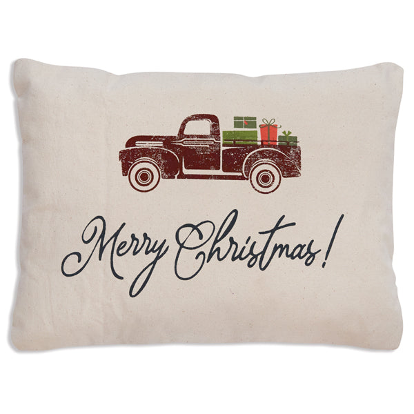 Merry Christmas Truck Throw Pillow