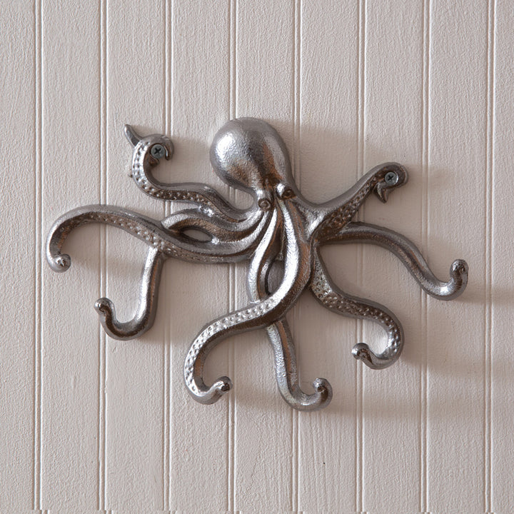 Metal Octopus Wall Hook Set - Metal Octopus - Coastal Compass Home Decor