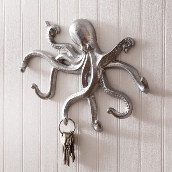 Metal Octopus Wall Hook Set - Metal Octopus - Coastal Compass Home Decor
