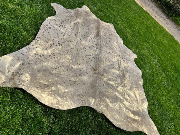 Metallic Gold on Beige Cowhide