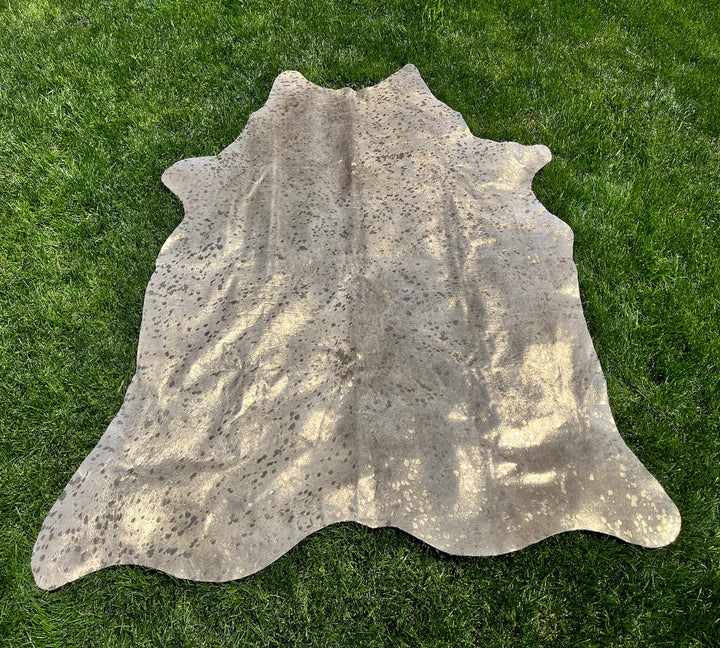 Metallic Gold on Beige Cowhide