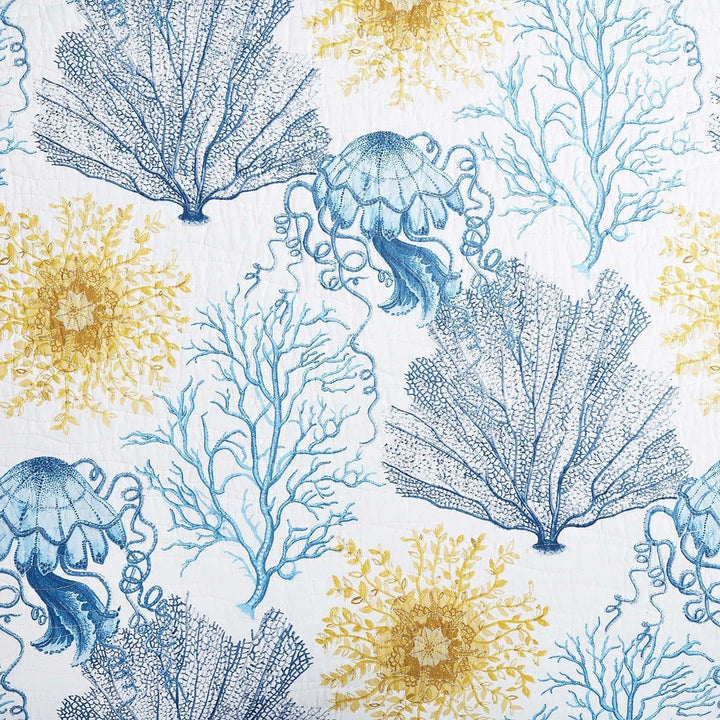 Misty Ocean Quilt Print Detail - The Coastal Compass Home Decor