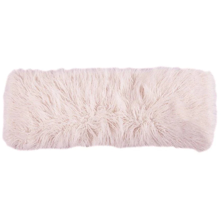 Mongolian Faux Fur Bolster Pillow in Blush • Coastal Compass Home Decor