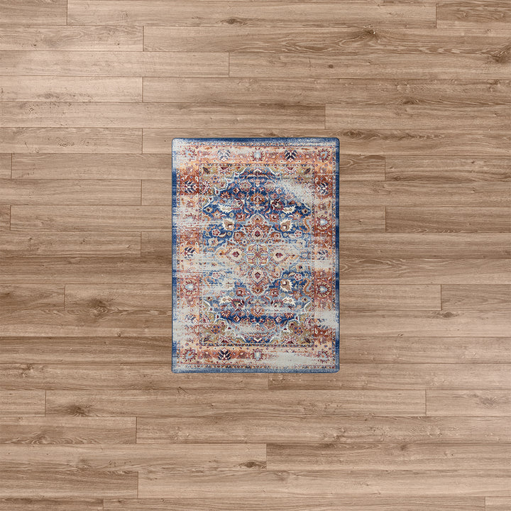 Montreal Blue & Orange Rug 3x4 • Coastal Compass Home Decor