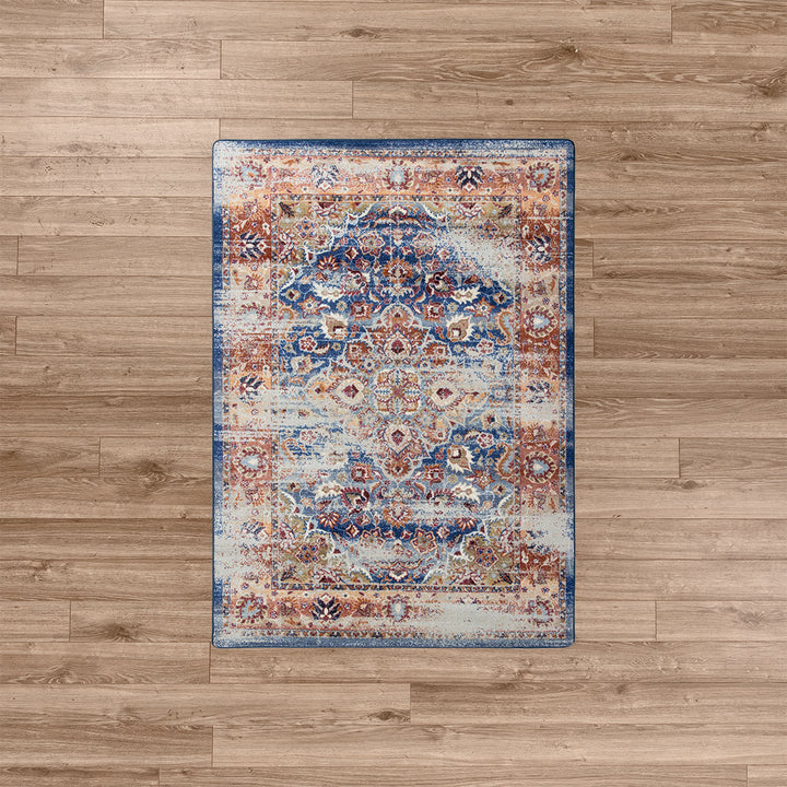Montreal Blue & Orange Rug 4x5 • Coastal Compass Home Decor