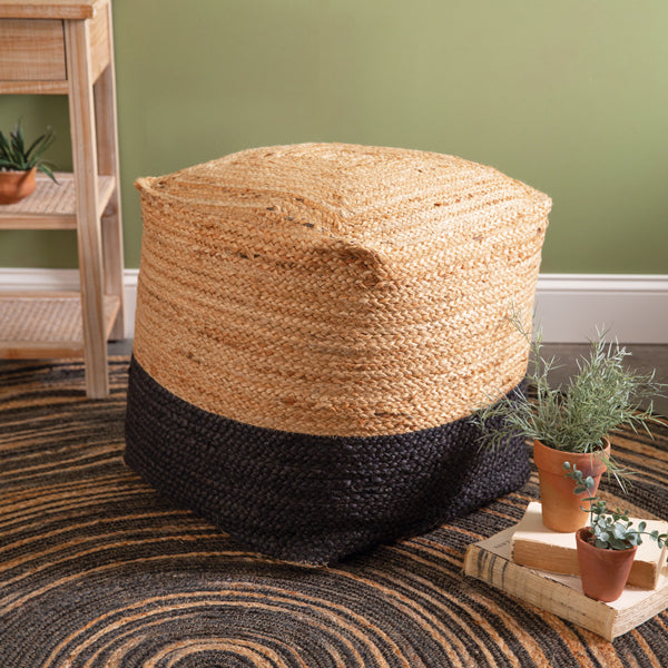 Natural Jute Floor Pouf • Coastal Compass Home Decor