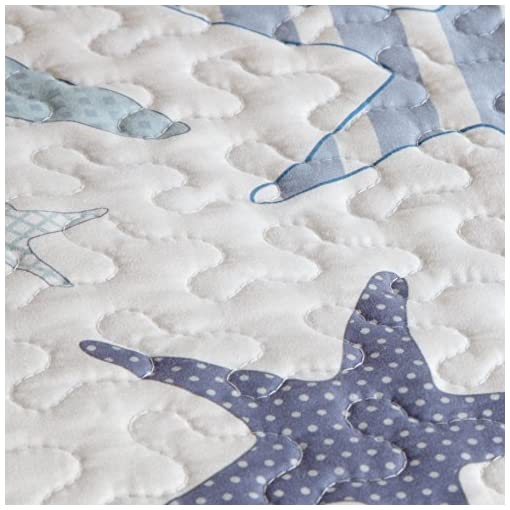 Nautical Starfish Quilt Set | Coastal bedding | Coastal Compass