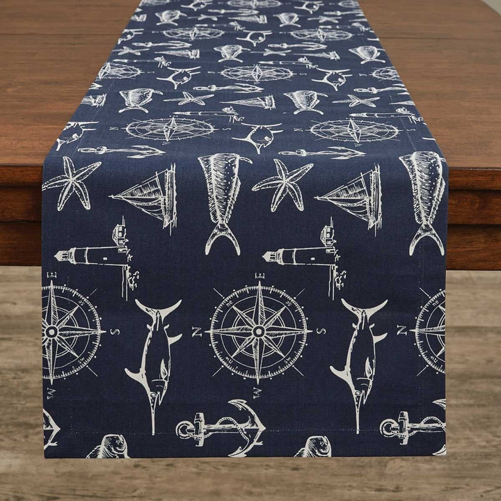 Navy Captains Quarters Table Runner | Coastal Compass