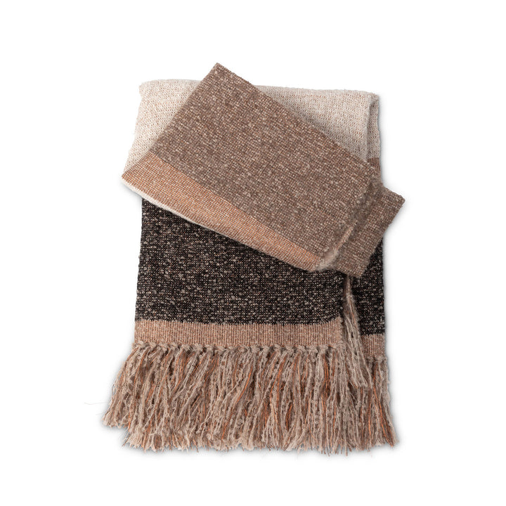 Neutral Plaid Pattern Wood Throw Blanket • Coastal Compass Home Decor